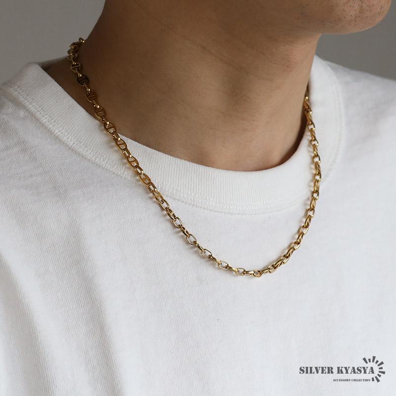 アンカーチェーンネックレス 幅6mm ゴールド ステンレス K18 GP GOLD