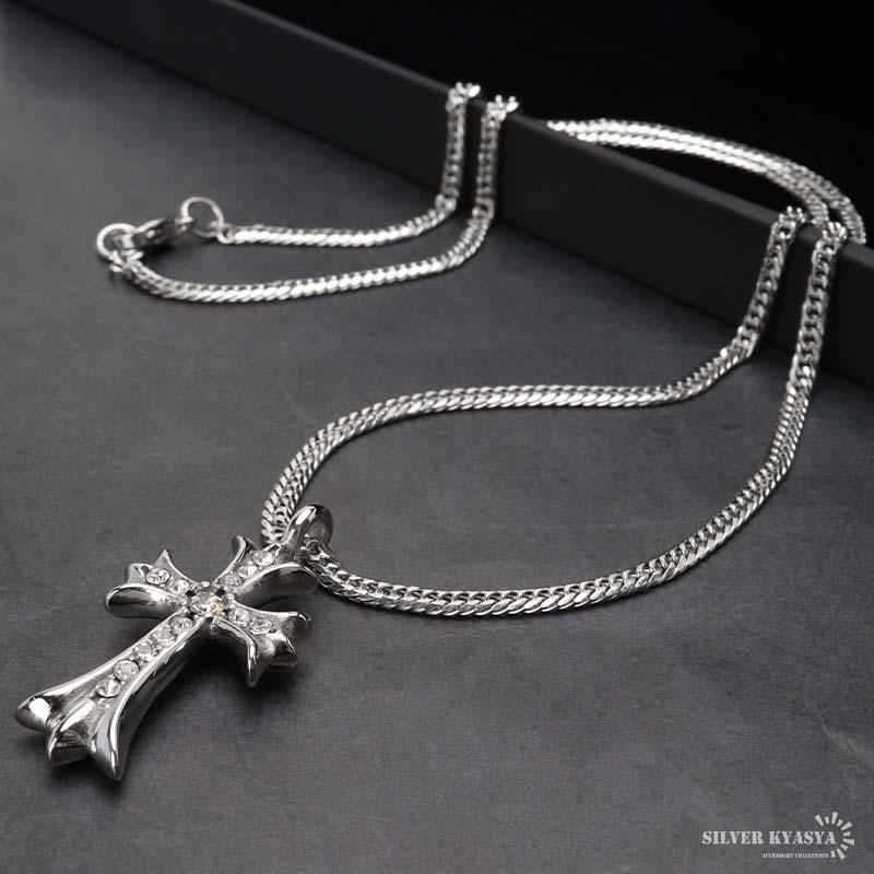 ステンレス クロスネックレス シルバー ペンダント ネックレス ダブル