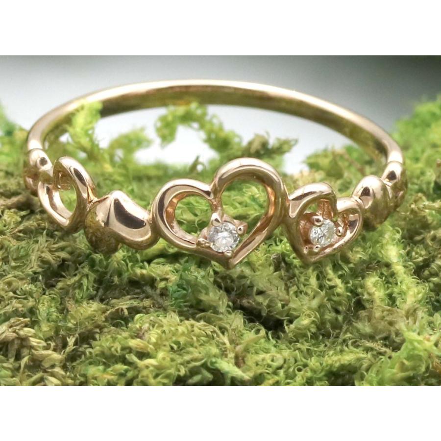 オープンハート 指輪 透かし彫り ハート マリッジリング ダイヤ リング