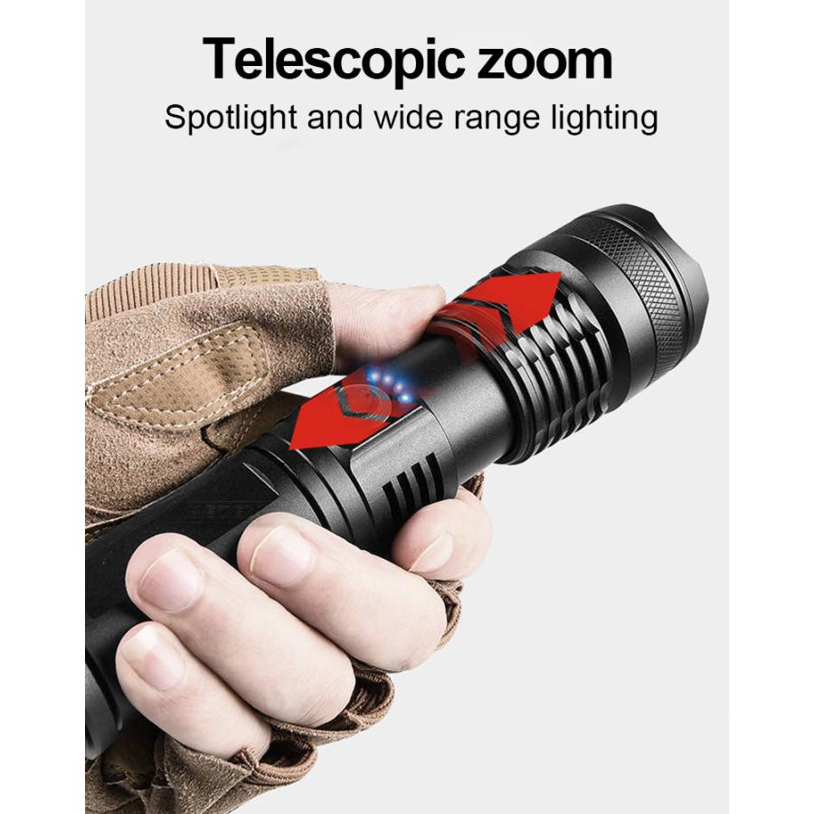 最新 アルミボディ 強力 懐中電灯 LEDライト XHP50 採用 大容量18650付