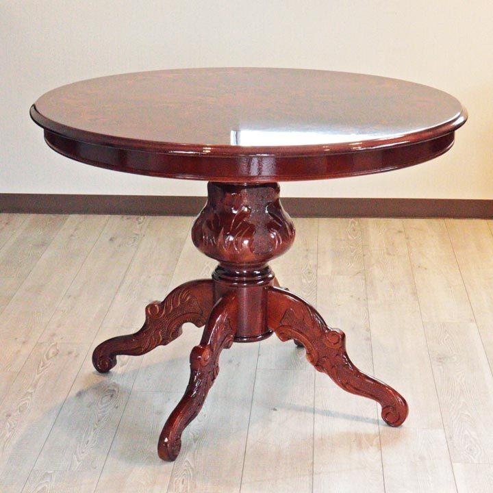 イタリア ダイニングテーブル 5点セット 100cm 円形 象嵌 4人用