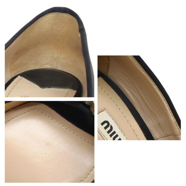 miu miu（ミュウミュウ） ヒールパンプス オープントゥ ビジュー 黒 36