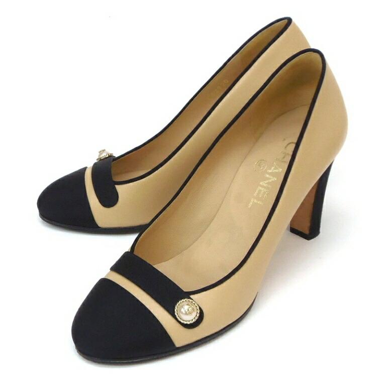 CHANEL（シャネル） ラウンドトゥパンプス グログラン フェイクパール