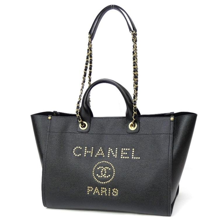 CHANEL（シャネル） ドーヴィル ロゴスタッズ トートバッグ 黒 【中古