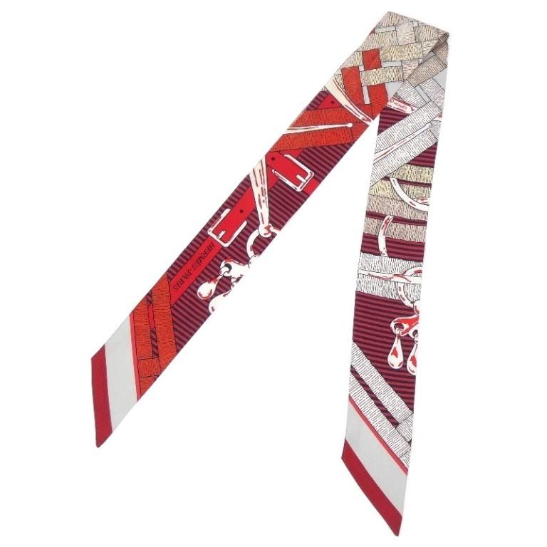 HERMES（エルメス） ツイリー 馬銜 シュミーズ スカーフ 赤 シルク100