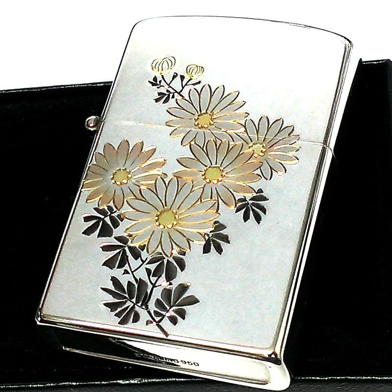 オイルライター 純銀 1点物 スターリングシルバー 日本製 レア 和柄 花