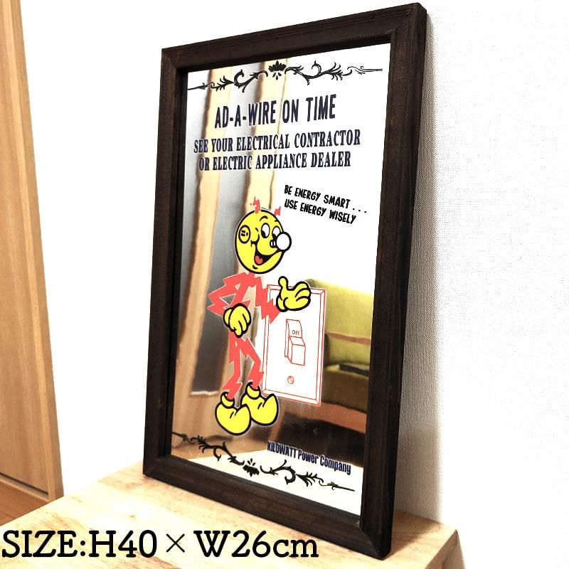 パブミラー FEPC レディキロワット 鏡 可愛い ウッド ビンテージ