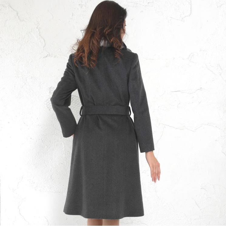 カシミヤコート カシミヤ100% コート チンチラトリム ファー ファー襟