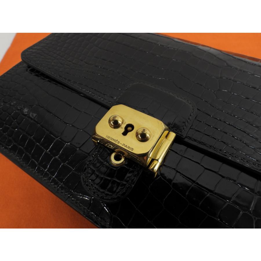 HERMES（エルメス） ジェット クロコダイル 黒 セカンドバッグ