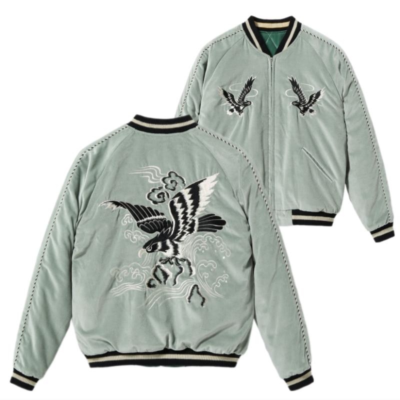 TAILOR TOYO Velveteen Souvenir Jacket “BLACK EAGLE” × “JAPAN MAP
