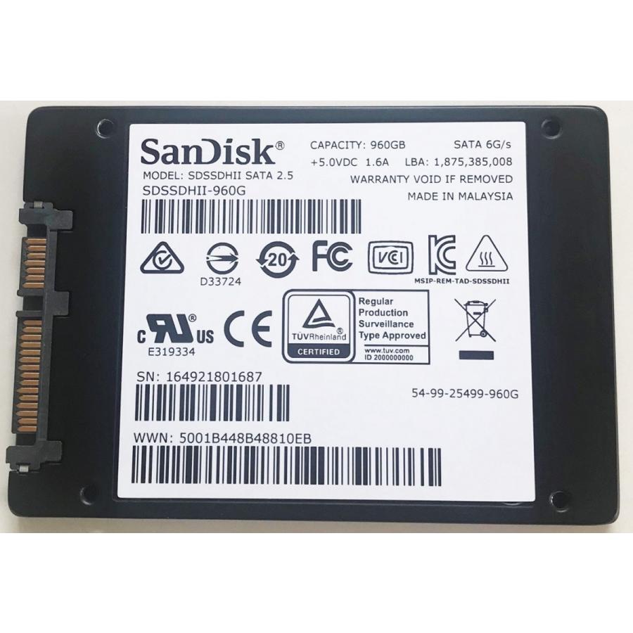 SSD：SanDisk製 UltraII 960GB(SDSSDHII-960G, 国内発送