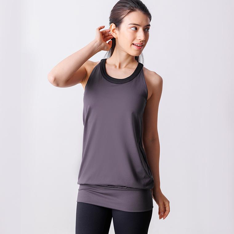 Lee.che（リーチェ） ヨガウェア トップス ヨガ ロング丈 長い カップ