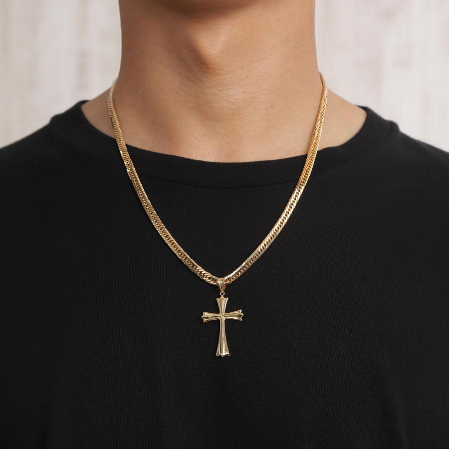 18金 十字架 クロス ゴールド ペンダントトップ (S) 35mm×23mm メンズ