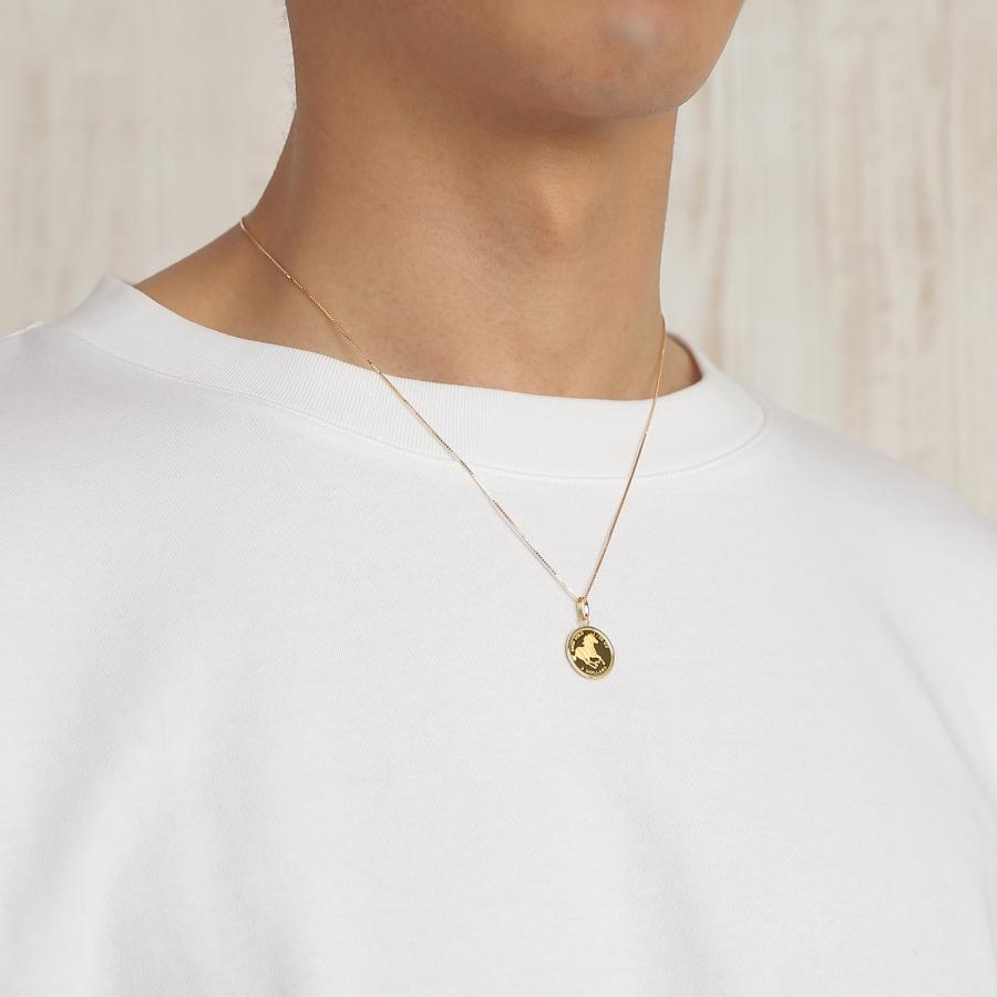 純金 ホース 馬 1/25oz 金貨 ペンダントトップ シンプル K18 枠 メンズ