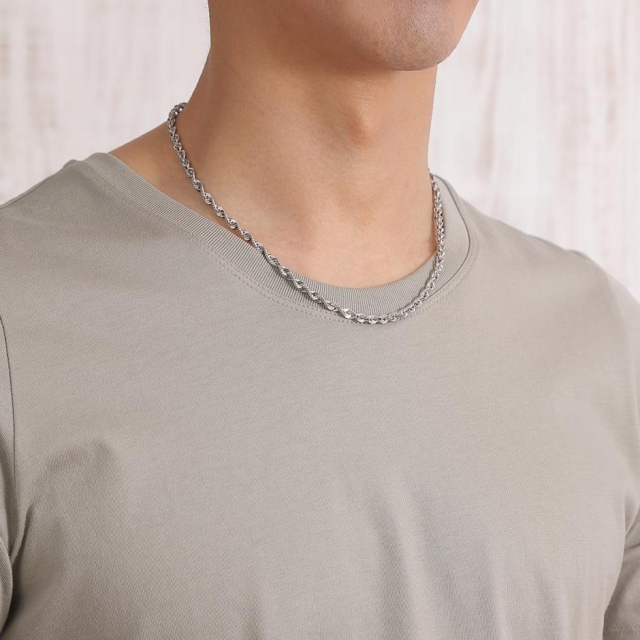 プラチナ ネックレス パイプロープ チェーン 45cm 幅4mm レディース