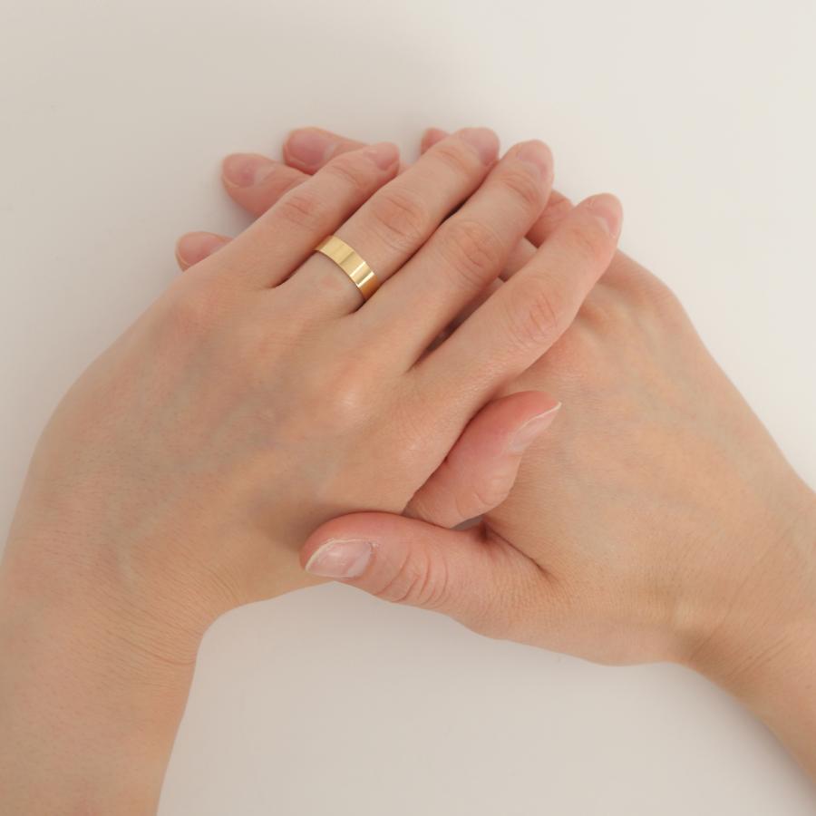 18金 リング 指輪 平打ち 5mm シンプル k18 18k ゴールド レディース