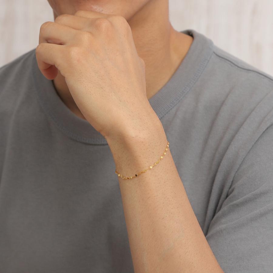 純金 ブレスレット ペタルチェーン 18cm 幅1.5mm 24金 ゴールド 手首