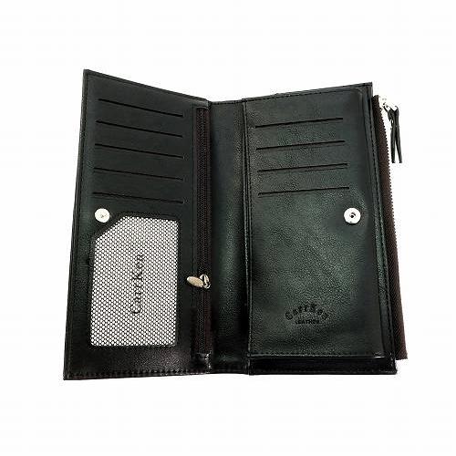 長財布 メンズ 黒 ボタン式 小銭入れあり PUレザー おしゃれ 財布 SA