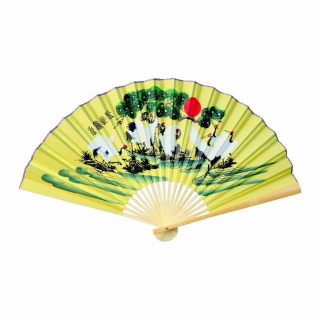 扇子 大きい 松 鶴 日の丸 黄色 飾り扇子 ビッグ扇子 ジャンボ扇子 約