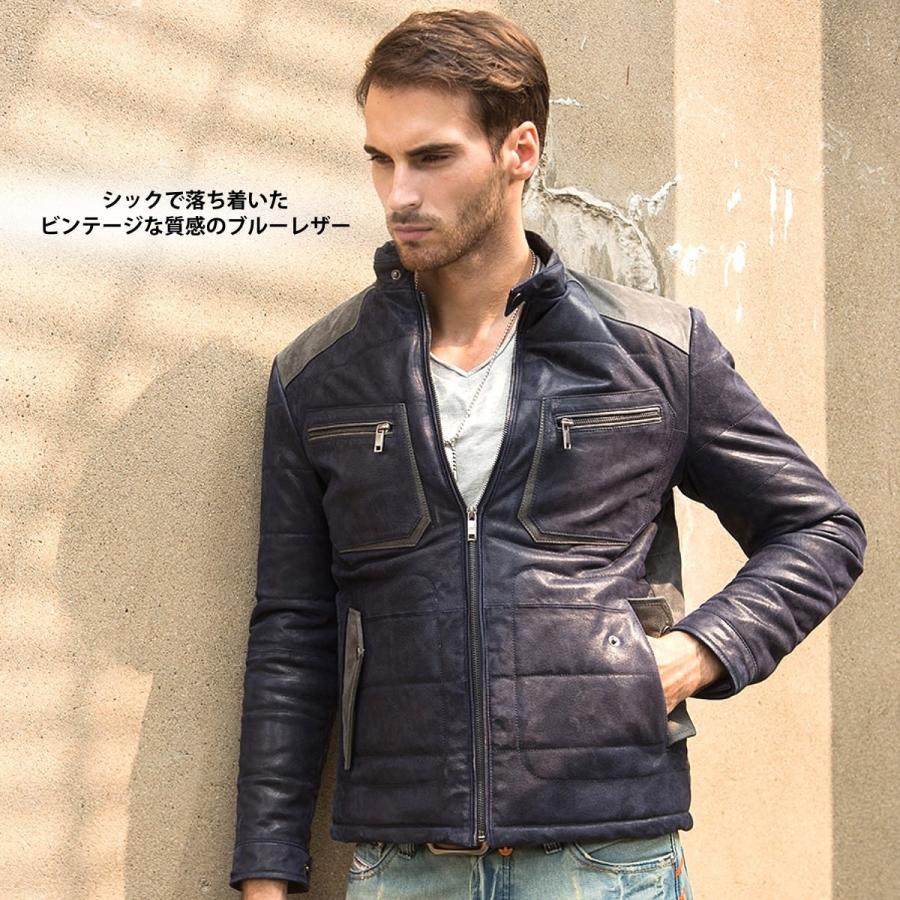 送料無料!】全10サイズ メンズ ビンテージ ブルー ピッグスキン