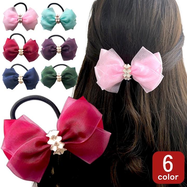リボン ヘアゴム リボンヘアゴム ヘアアクセサリー 花 可愛い