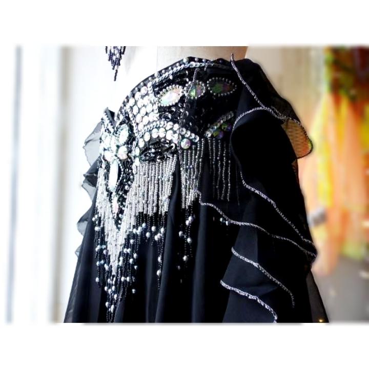 ベリーダンス 衣装 しずく形 ビーズ デザイン ブラ ベルト 上下2点