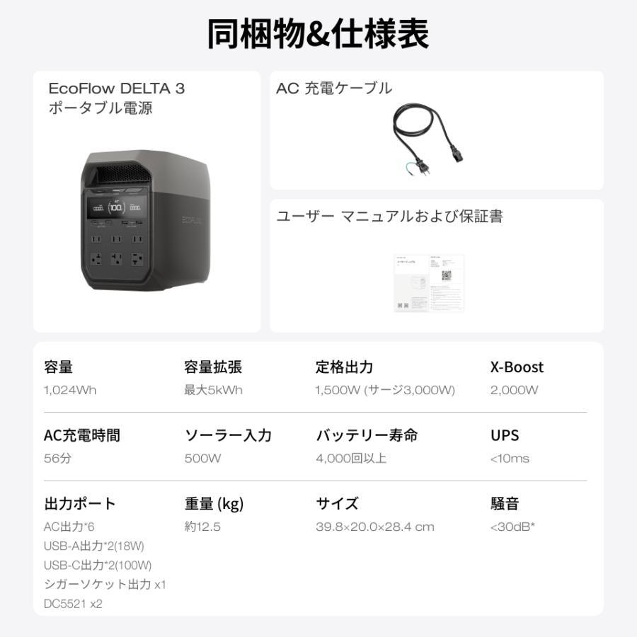 EcoFlow エコフロー DELTA3 ポータブル電源 1024Wh リン酸鉄リチウム