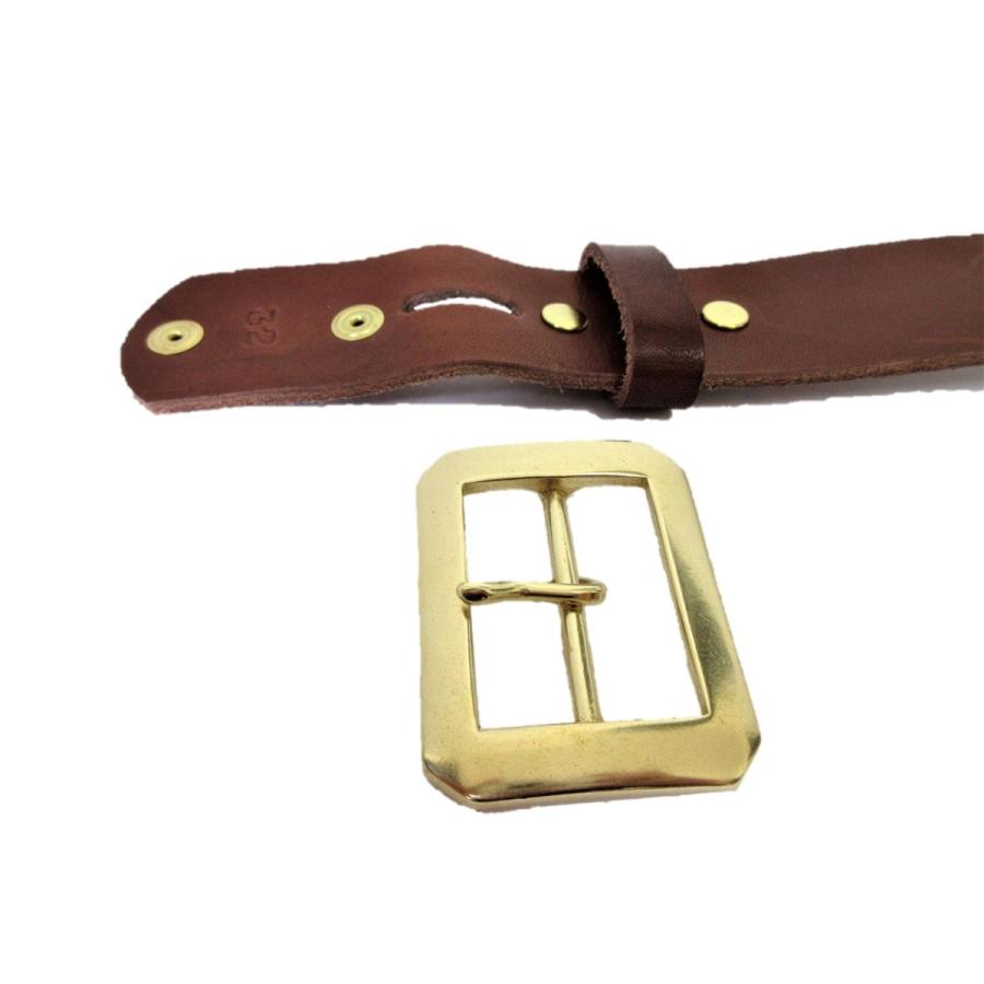 真鍮製八角バックル 栃木レザーベルト チョコ 40mm幅 本革 日本製