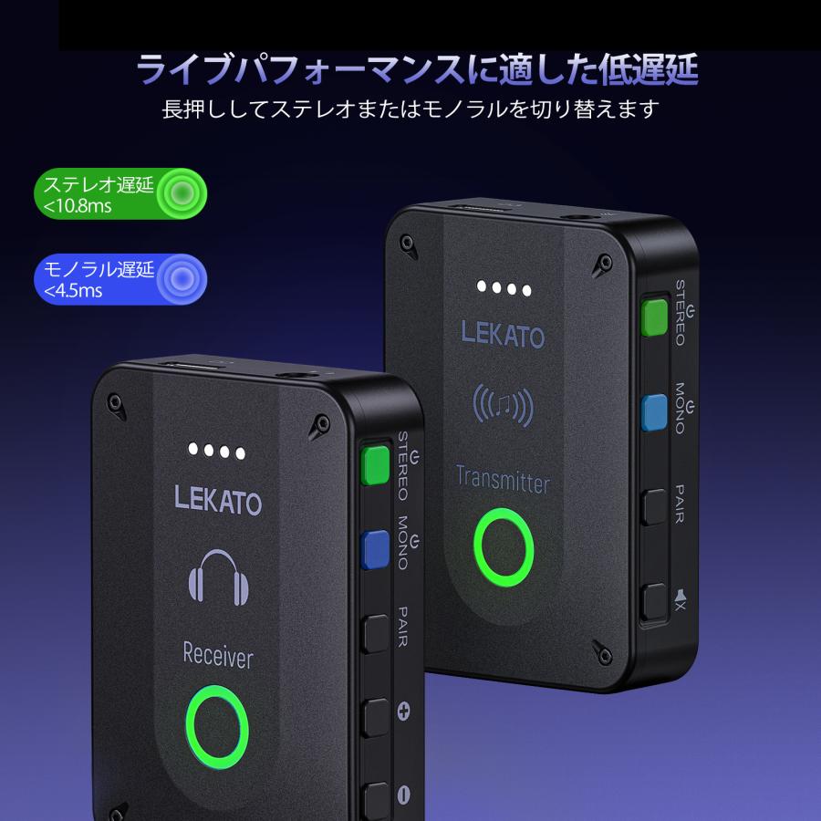 LEKATO ワイヤレス インイヤーモニター システム セット 無線 2.4GHz
