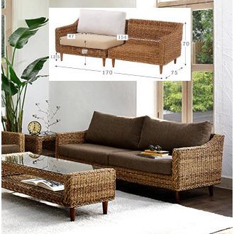 アジアン ハワイ バリ スタイル 籐 ラタンに代わる新素材 3p ソファー