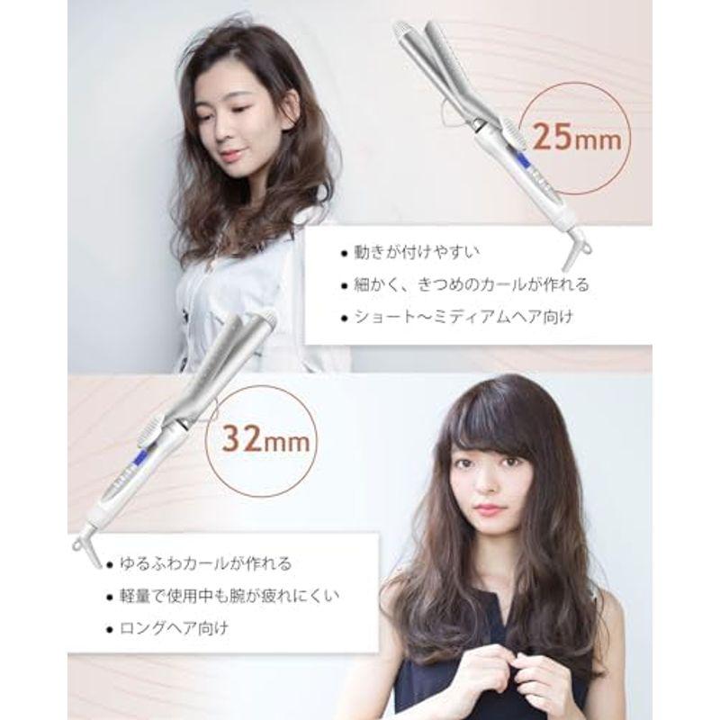 ヘアアイロン カール BAYATA コテ 32mm 100℃?220℃調節可能 25段階温度
