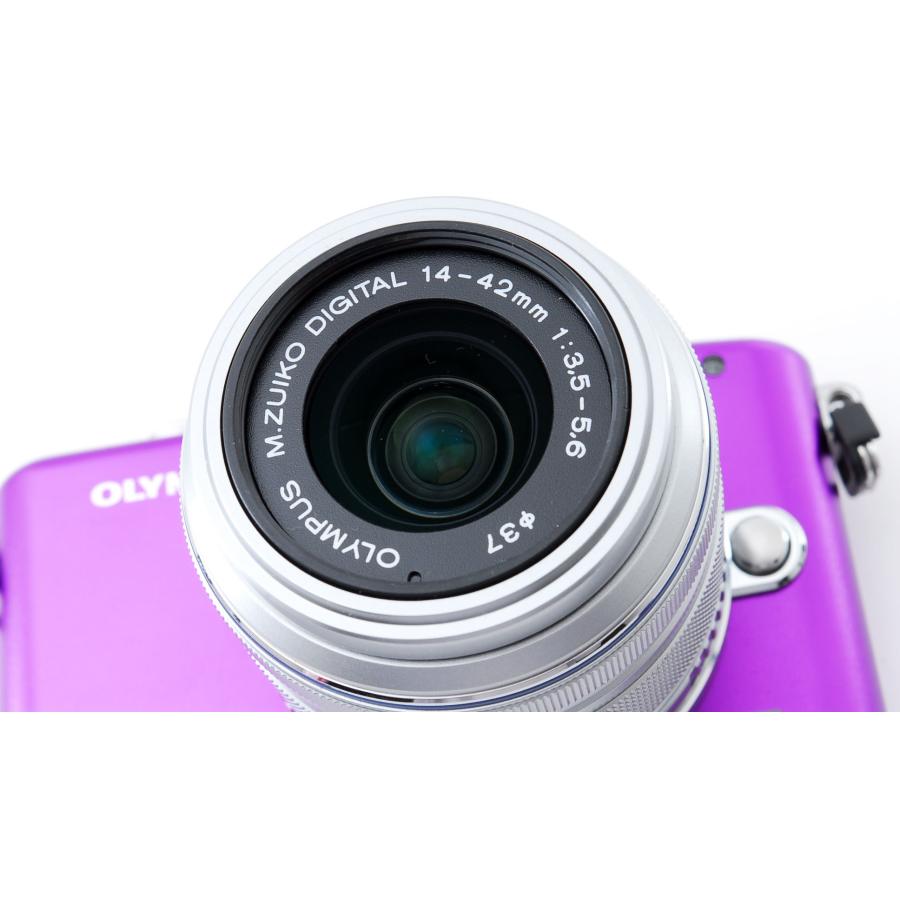 OLYMPUS PEN オリンパス ミラーレス mini E-PM1 レンズキット パープル
