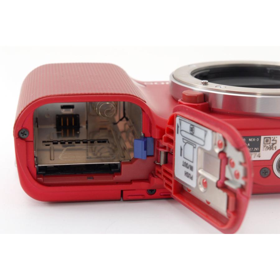 NEX ソニー SONY ミラーレス α NEX-3 レンズキット レッド 中古 新品SD