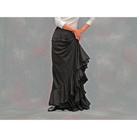 フラメンコスカート フラメンコファルダ フラメンコ衣装 練習用 黒無地