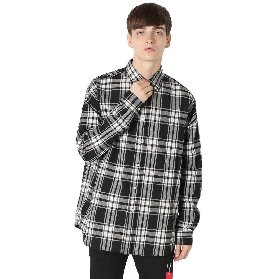 improves（インプローブス） チェックシャツ 長袖 チェック柄 白 青