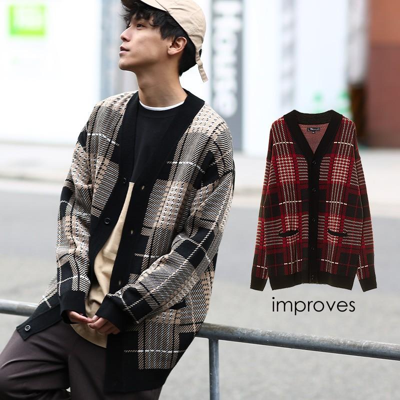 improves（インプローブス） ニット カーディガン メンズ チェック柄