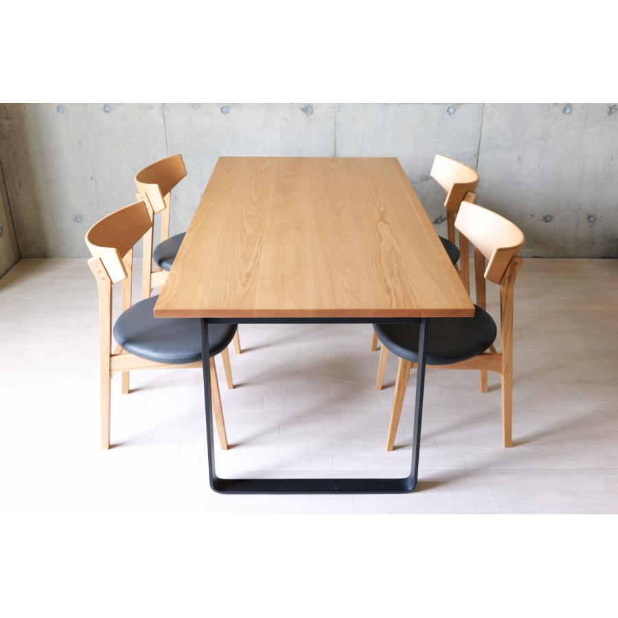 ダイニングテーブル 無垢天板 アイアン脚 オーク 140 160 180 無垢材