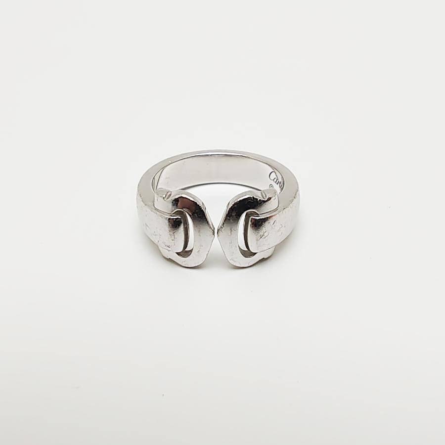 中古品 カルティエ 2C リング AU750WG K18 ホワイトゴールド 指輪 10.3