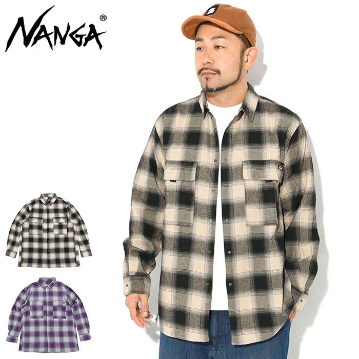 NANGA（ナンガ） シャツ 長袖 メンズ オンブレ チェック ダブル