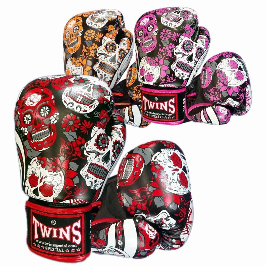 Twins ボクシンググローブ 14オンス 本革製 シュガースカル : アイ