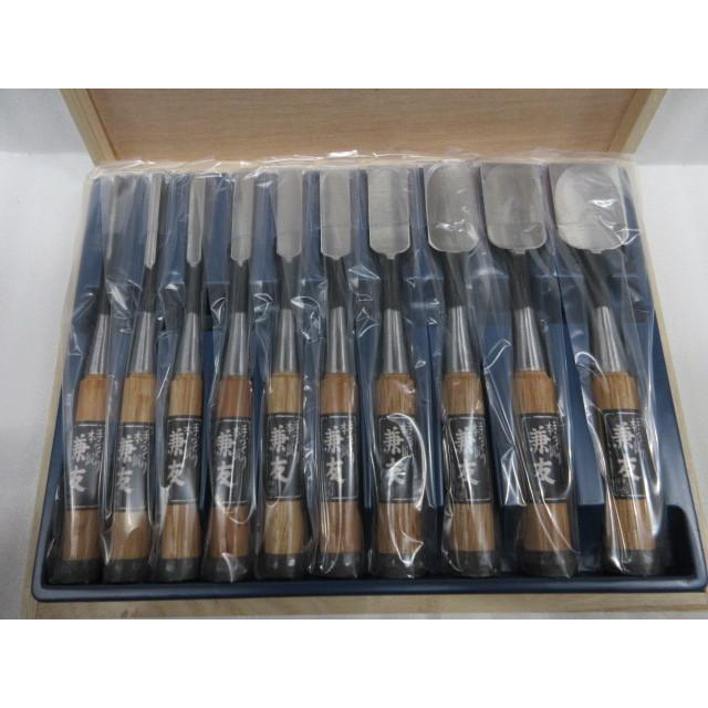 兼友 別誂 追入 のみ 手づくり本鍛 鑿 10本組 謹製木箱入 ノミ 大工