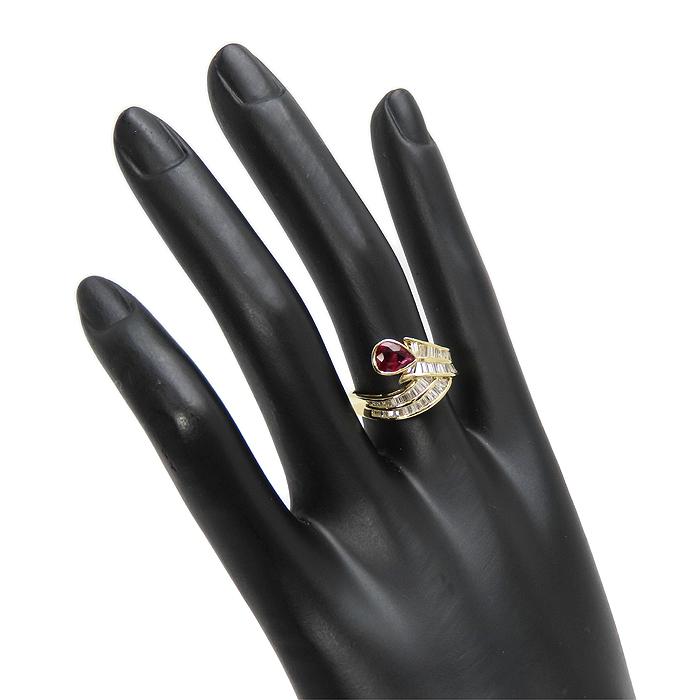 K18 0.80ctルビー ダイヤモンド リング】12号 18金イエローゴールド