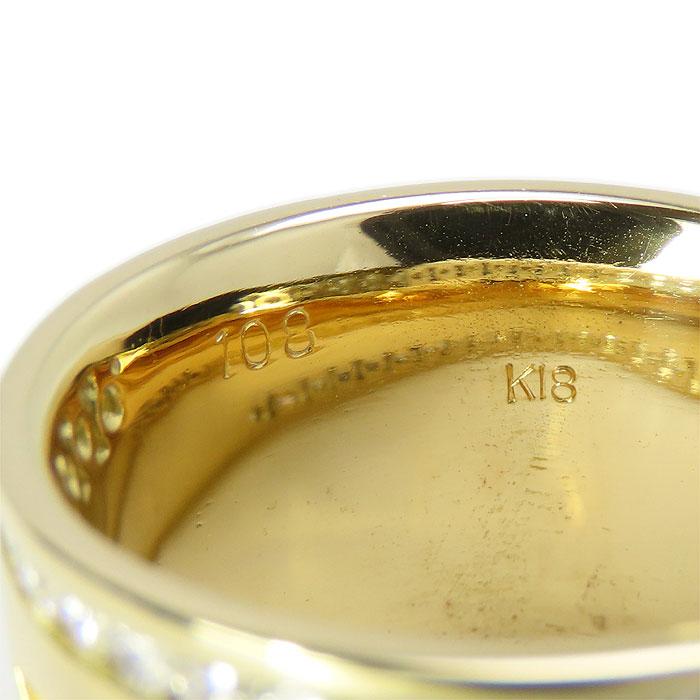 K18 ダイヤモンド リング】15号 幅広 指輪 ローマ数字 フルデザイン
