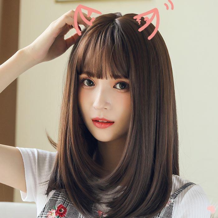 ウイッグ 自然 フルウィッグ マロングレー ダークブラウン かつら