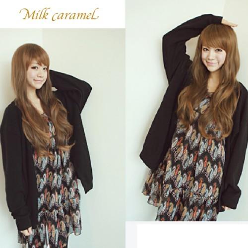 ウィッグ 自然 ロング ウェーブ フルウィッグ ブラウン 耐熱 カラー