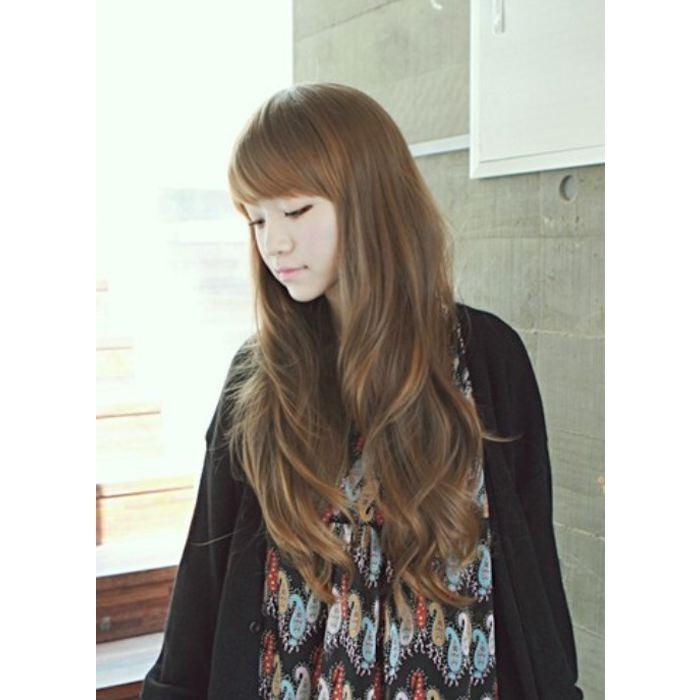 ウィッグ 自然 ロング ウェーブ フルウィッグ ブラウン 耐熱 カラー