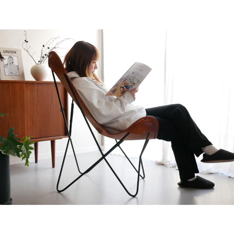 WRAPS/ラップス】アイアンレザーバタフライチェア 【メーカー直送