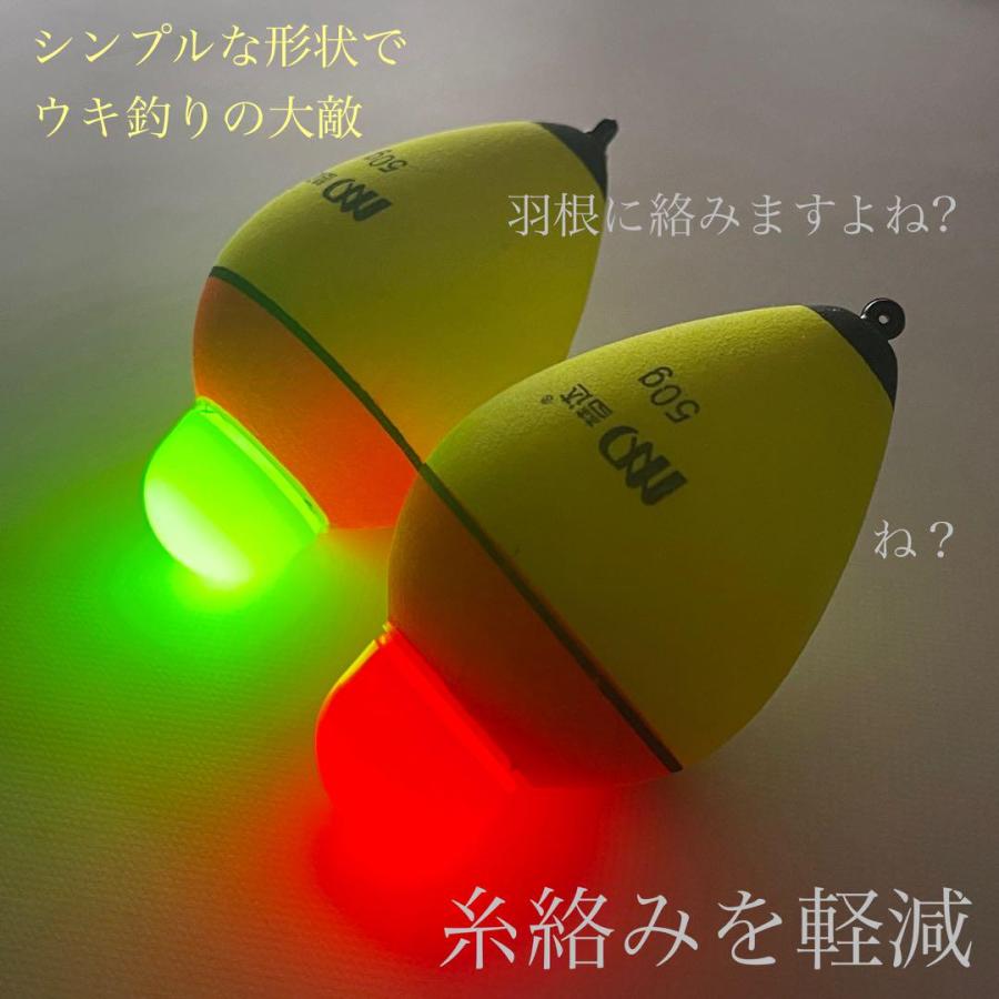 カラーチェンジ対応 電気ウキ 10号 2個セット 電池付 高輝度LED 緑赤