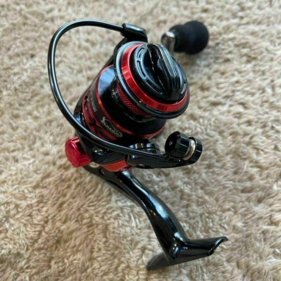 スピニングリール 2000 赤 左右交換可能 海釣り ブラックバス レッド