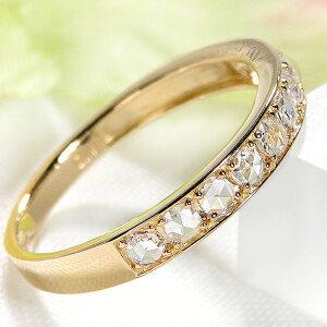 ローズカット ダイヤモンド ハーフ エタニティ リング Pt900 K18 YG PG